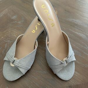 Unisa Silver Knot Mule Heels